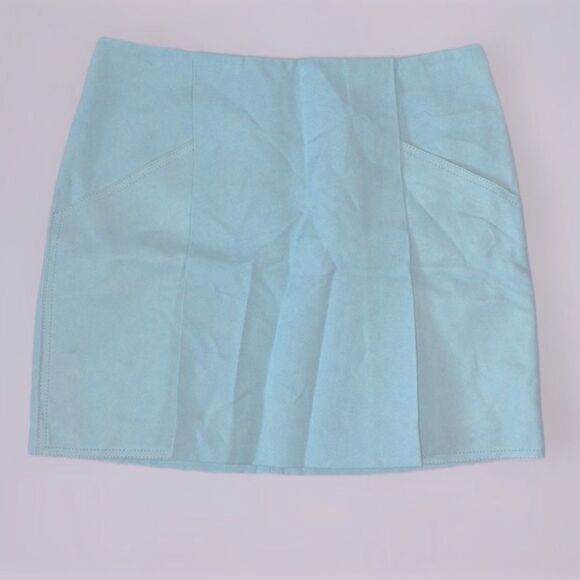 3•1 Phillip Lim Turquoise Skirt 100% Silk Lining 100% Leather Trim (Size: 4) - Picture 5 of 16